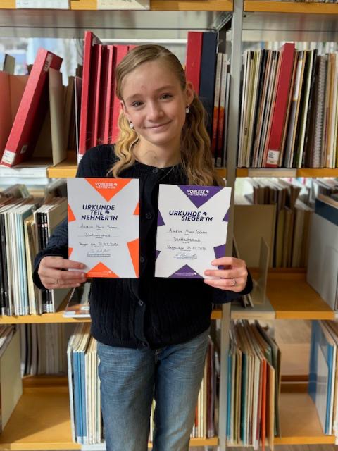 Amélie aus der 6c gewinnt den Vorlesewettbewerb in Hagen